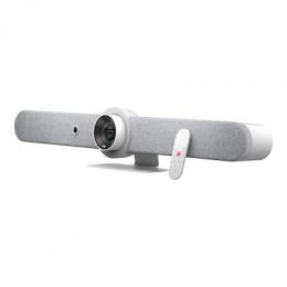Logitech Rally Bar - Videokonferenzsystem, 4K-Video-Auflösung, 2 Lautsprecher, 6 Mikrofone, Zertifiziert für Microsoft Teams und ZOOM , weiß