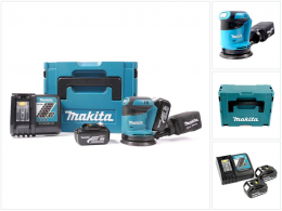 Makita BBO 180 RFJ 18V Li-ion Akku Exzenterschleifer + 2x Akku 3,0Ah + Ladegerät + Makpac