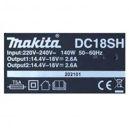 Makita DC 18 SH Doppel Ladegerät 2x 14,4 V 2x 18 V ( 36 V ) LXT ( 199687-4 ) 2,6 Ampere Ladestrom 