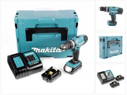 Makita DHP 453 SAJ Akku Schlagbohrschrauber 18 V 42 Nm + 2x Akku 2,0 Ah + Ladegerät + Makpac