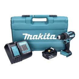 Makita DHP 485 STX5 Akku Schlagbohrschrauber 18 V 50 Nm Brushless + 1x Akku 5,0 Ah + Ladegerät + 101 tlg. Zubehör Set + Koffer