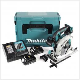 Makita DHS 680 RAJ Akku Handkreissäge 18 V 165 mm + 2x Akku 2,0 Ah + Ladegerät + Makpac