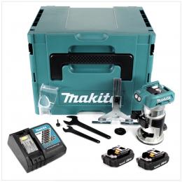 Makita DRT 50 RAJ Akku Multifunktionsfräse 18 V Brushless + 2x Akku 2,0 Ah + Ladegerät + Makpac