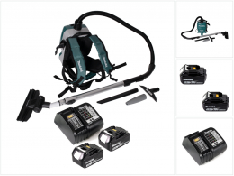 Makita DVC 261 SFX15 Akku Rucksackstaubsauger 36V (2x 18V) 2L Brushless + 2x Akku 3,0Ah + Ladegerät