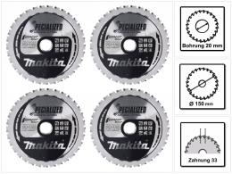 Makita MCCS15033E SPECIALIZED EFFICUT Sägeblatt 150 x 20 x 1,1 mm 4 Stk. ( 4x B-69325 ) 33 Zähne für Metall