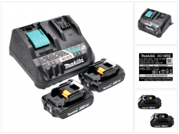 Makita Power Source Kit 18 V mit 2x BL 1820 B Akku 2,0 Ah ( 2x 197254-9 ) + DC 18 RE Multi Schnell Ladegerät ( 198720-9 )