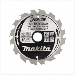 Makita Specialized Sägeblatt B-33532 mit 16 Zähnen CCC13616E 136 mm