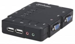 MANHATTAN 4-Port Kompakt-KVM-Switch mit Audio