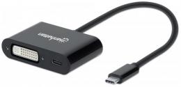 MANHATTAN USB-C auf DVI-Konverter mit Power Delivery-Ladeport