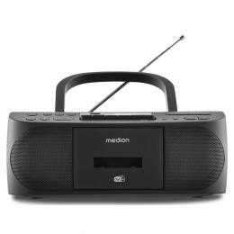 MEDION LIFE® DRX-1 Plus Boombox, DAB+/PLL-UKW-Stereo Radio, Bluetooth® 5.4, CD-Kassetten-Radio mit MP3-Wiedergabe, USB Anschluss, CD-R/RW kompatibel, AUX-In, 2 x 3 W RMS