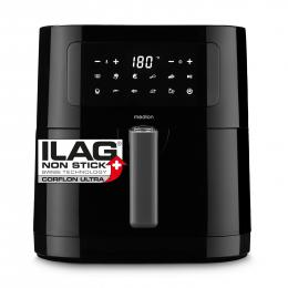 MEDION LIFE® E40 XL Heißluftfritteuse MD 11740 schwarz, 100 Rezepte in der Life+ App, ölfreies Frittieren, 9 Automatikprogramme, 5,2 L Korbvolumen