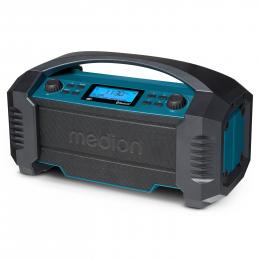 MEDION LIFE® E66050 DAB+/Bluetooth®-Baustellenradio, ideal für Baustellen, Garten oder Camping, IP54 Schutz gegen Spritzwasser & Staub, 7 Soundeinstellungen, integr. Akku, 15 W RMS