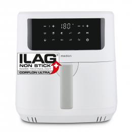 MEDION LIFE® P10 XL Duo Heißluftfritteuse MD 11750 weiß, 100 Rezepte in der Life+ App, mit 2 Heizelementen, 2.150 W Gesamtleistung, ölfreies Frittieren, 9 Automatikprogramme, 6,8 L Nutzinhalt