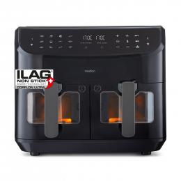 MEDION LIFE® P20 XXL Twin Doppelzonen-Heißluftfritteuse MD 11760, 100 Rezepte in der Life+ App, 2 separate Garzonen, 10 Automatikprogramme, 8,7 L Gesamt-Nutzinhalt, 2.600 Watt, Temperatur einstellbar bis 200 °C