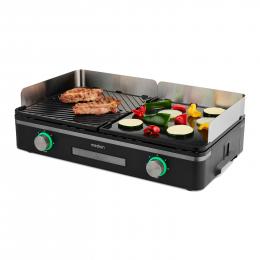 MEDION LIFE Tischgrill mit Dual-Zonen-System (MD12027), 2,400 Watt, 2 abnehmbare Platten, LED-Statusanzeige (weiß, rot, grün), IPX4-Schutz