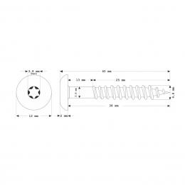 Meisterling Fassadenschrauben 4,8x38 mm 100 Stück ( 010020000241 ) 12 mm Flachkopf dunkelgrün mit Torx Teilgewinde V2A Edelstahl
