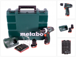 Metabo Power Maxx BS 10,8 Akku Bohrschrauber 10,8 V + 2x Akku 2,0 Ah + Ladegerät + 32 tlg. Bit Set + Koffer