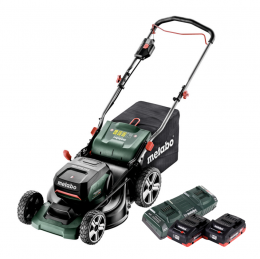 Metabo RM 36-18 LTX BL 46 Akku Rasenmäher 36 V ( 2x 18 V ) 46 cm Brushless + 2x Akku 4,0 Ah + Doppelladegerät 