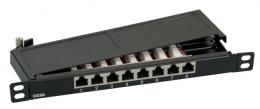 Mini-Patchpanel STP 8xRJ45 Cat.6A, 10 Zoll , 0,5HE, RAL9005 schwarz