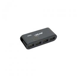 Mini USB 2.0 4-Port Hub mit Netzteil  Retail    schwarz