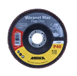 Mirka Abranet Max Flap Disc T29 125 mm 22 mm ALOX 40 ( 10x 8896700140 ) Fächerscheibe für Aluminium, Verbundstoffe, Lack