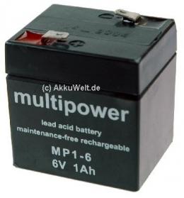 Multipower Blei Gel Akku MP1-6 6V 1Ah 1000mAh