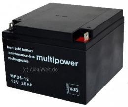 Multipower MP26-12 Bleigel Bleiakku Anschluss M5 Longex Security 12SL-26