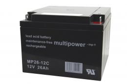 Multipower MP26-12C Zyklenakku Bleigel Bleiakku Anschluss M6 12V Elektrokaddy Birdie Kiffe Golfcaddy