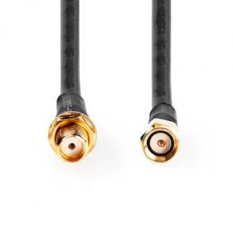 Nedis Antennenkabel | SMA-Stecker | SMA-Buchse | 5.00 m Vergoldet | 50 Ohm | Doppelt geschirmt | Rund | PVC | Schwarz | Label