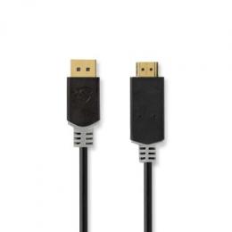 Nedis Displayport-Kabel | DisplayPort Stecker HDMI™| Ausgang | 4K@30Hz | Vergoldet | 2.00 m | rund | PVC | Anthrazit | Verpackung mit Sichtfenster