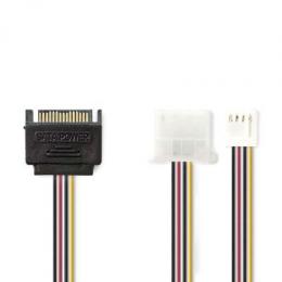 Nedis Interne Stromkabel | SATA 15-Pin Stecker | FDD Buchse / Molex Buchse | Vergoldet | 0.20 m | rund | PVC | Mehrfarbig | Plastikbeutel