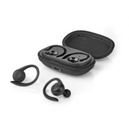 Nedis kabellose Bluetooth® Kopfhörer mit Ladecase, für Sport geeignet, 4 Std Batteriespielzeit, Schwarz