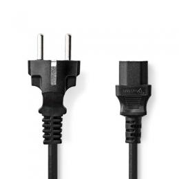 Nedis Netzkabel, gerade,-IEC-320-C13,10 m, Schwarz [Gewinkelt -> C13-Stecker]