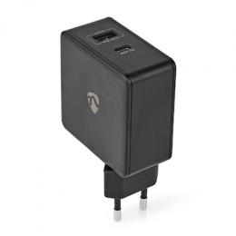 Nedis Netzladegerät 57 W Schnellladefunktion 2.25 A 2.4 - Anzahl der Ausgänge: 2, USB-A, USB-C™, Kein Kabel im Lieferumfang enthalten, Automatische S