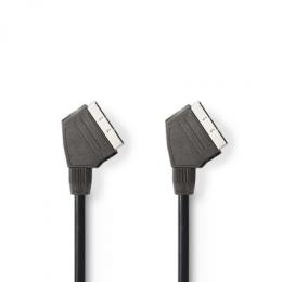 Nedis SCART-Kabel | SCART Stecker | SCART Stecker - Vernickelt | 480p | 1.50 m | Rund | PVC | Schwarz | Label