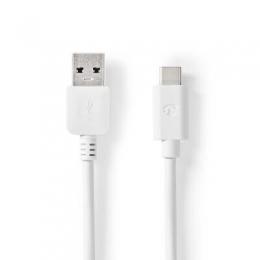 Nedis USB 3.2 Gen 2 | USB-A Stecker | USB-C™ Stecker | 60 W | 10 Gbps | Vernickelt | 1.00 m | rund | PVC | Weiss | Box