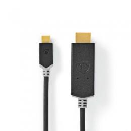 Nedis USB-C™ Adapter, 1m, USB 3.2 Gen 1, 4K@60Hz | USB-C™ Stecker | HDMI™ Stecker | Rund | Vergoldet | PVC | Anthrazit |