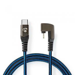 NEDIS USB-Kabel USB 2.0 | Apple Lightning 8-Pin | USB-C™ Stecker | 60 W | 480 Mbps | Vernickelt | 1.00 m | rund | Geflochten / Nylon | Blau / Schwarz
