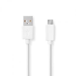 Nedis USB-Kabel | USB 2.0 | USB-A Stecker | USB-C™ Stecker - 60 W | 480 Mbps | Vernickelt | 2.00 m | Rund | PVC | Weiss | Box
