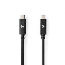Nedis USB-Kabel | USB 3.2 Gen 2 | USB-C™ Stecker |USB-C™ Stecker - 100 W | 4K@60Hz | 10 Gbps | Vernickelt | 1.00 m | Rund | PVC | Schwarz | Box