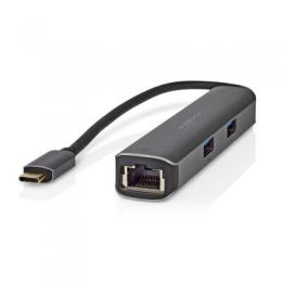 Nedis USB Multi-Port-Adapter USB 3.2 Gen1 5-in-1 - USB-C™ Stecker, HDMI™ Buchse, RJ45 Buchse, 3x USB-A Buchse, 5 Gbps, grau