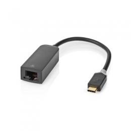 Nedis USB-Netzwerkadapter, USB 3.2 Gen 1 | 1000 Mbps, 0,2m | USB-C™ Stecker | RJ45 Buchse | 0.20 m | Rund | Vergoldet | Verzinntes Kupfer | Anthrazit