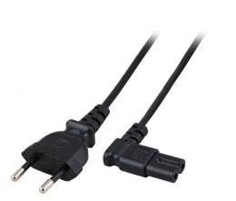 Netzleitung Euro - C7 90 links/rechts, schwarz, 2.0 m, 2 x 0.75 mm