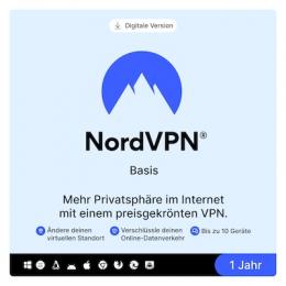 NordVPN Basis Premium-VPN-Dienst [1 Jahr - bis zu 10 Geräte]