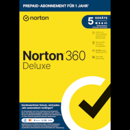 Norton 360 Deluxe + VPN [Virenschutz-Abo, 1. Jahr kostenlos] für 5 Geräte