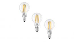 Osram LED Base Classic P 60 Filament, 5,5 W, 806 lm, E14, warmweiß, klar, 3er Pack