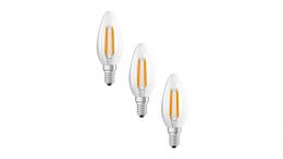 Osram LED Classic B 40, Filament, EEK A, 2,2 W, 470 lm, E14, warmweiß, klar, 3er Pack