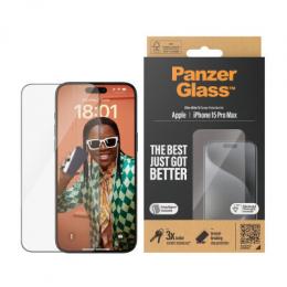 PanzerGlass™ Displayschutz iPhone 15 Pro Max | Ultra-Wide Fit m. EasyAligner