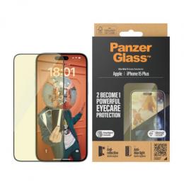 PanzerGlass™ Eyecare Displayschutz iPhone 15 Plus Ultra-Wide Fit m. EasyAligner