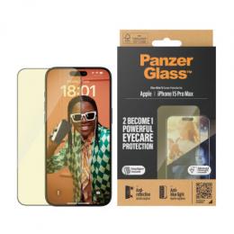 PanzerGlass™ Eyecare Displayschutz iPhone 15 Pro Max Ultra-Wide Fit m. EasyAligner